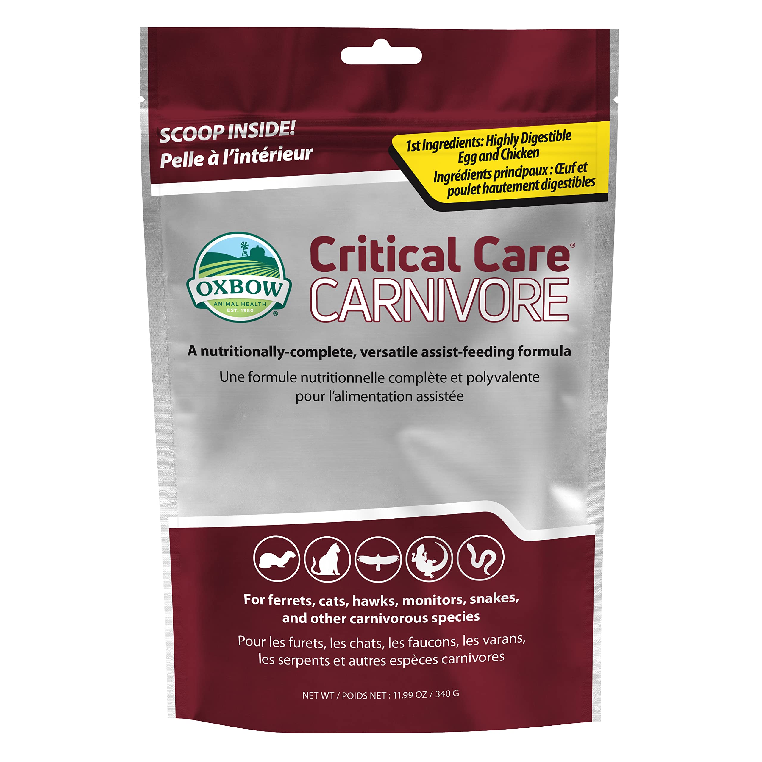 Oxbow Carnivore Care bolsa 340g para recuperación de felinos.