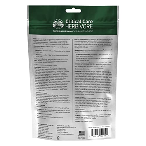 Oxbow Critical Care Herbivore, jeringa-alimentación para administrar nutrición con facilidad.