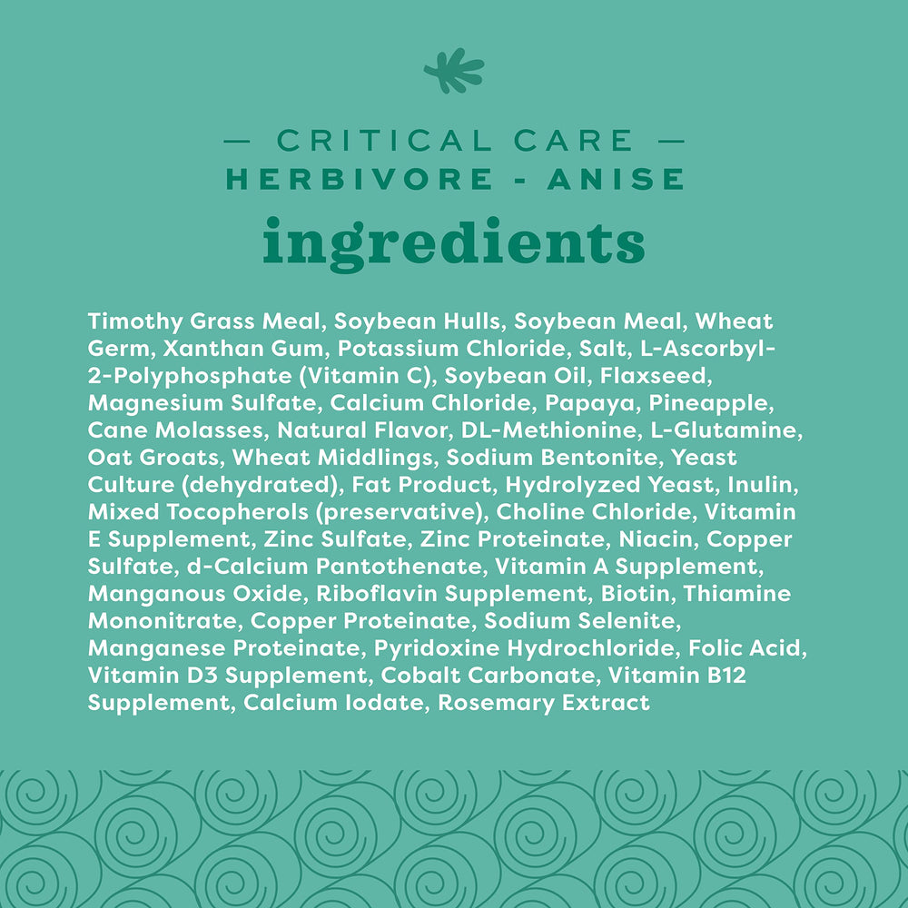 Oxbow Critical Care Herbivore, paquete de 454 g para uso clínico o doméstico supervisado.