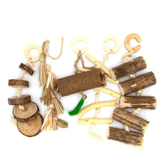 Conjunto de piezas colgantes de Oxbow Enriched Life para múltiples mascotas en jaula.
