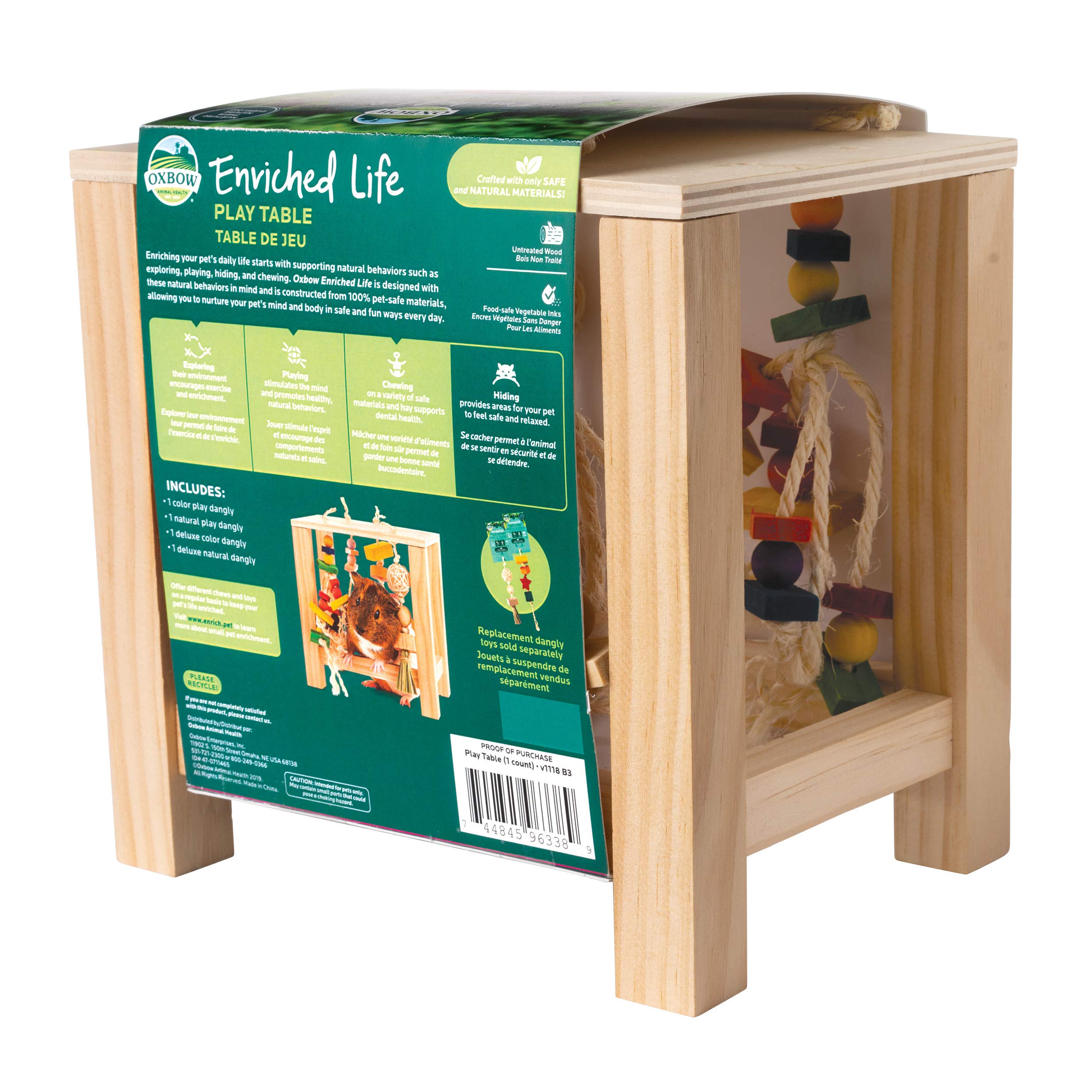 Oxbow Enriched Life Play Table: madera natural y sisal para juego en jaulas