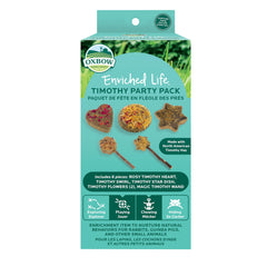 Oxbow Timothy Party Pack: juguetes de heno para conejos y cobayas que estimulan masticación
