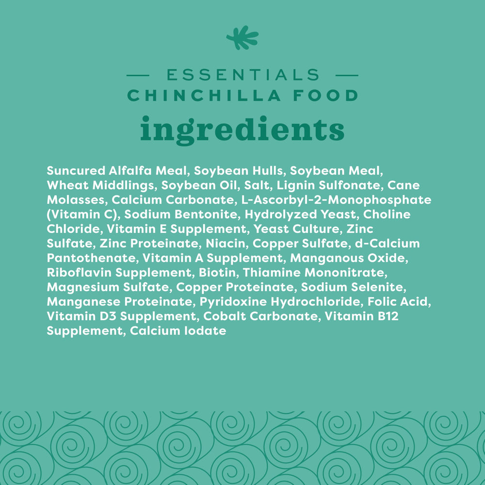 Oxbow Essentials Chinchilla prebióticos para apoyo digestivo.