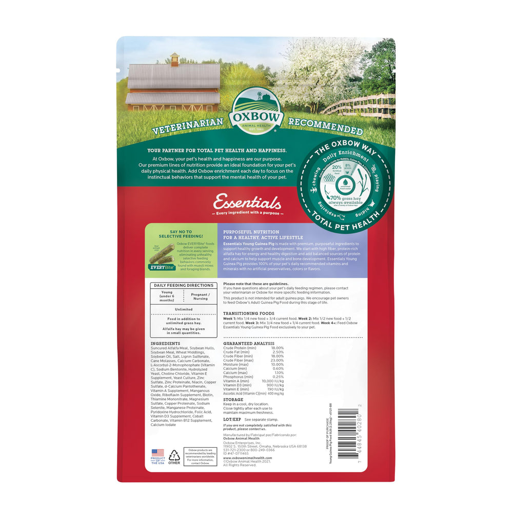 Oxbow Essentials pellets de alta fibra favorecen una digestión saludable