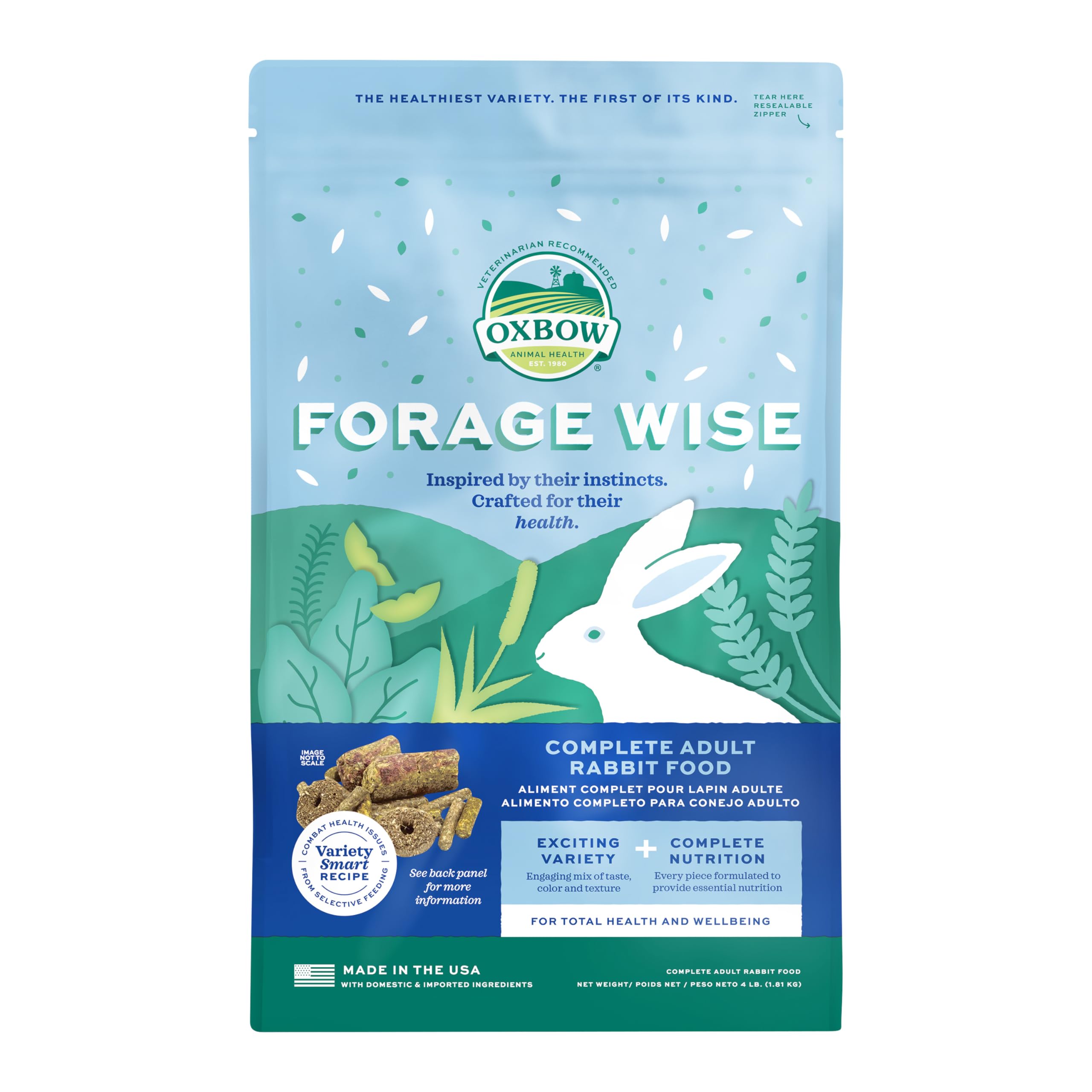 Oxbow Forage Wise: conejo comiendo heno para digestión saludable