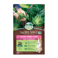 Oxbow Garden Select para conejos jóvenes, pienso de alfalfa con alta fibra para crecimiento saludable.