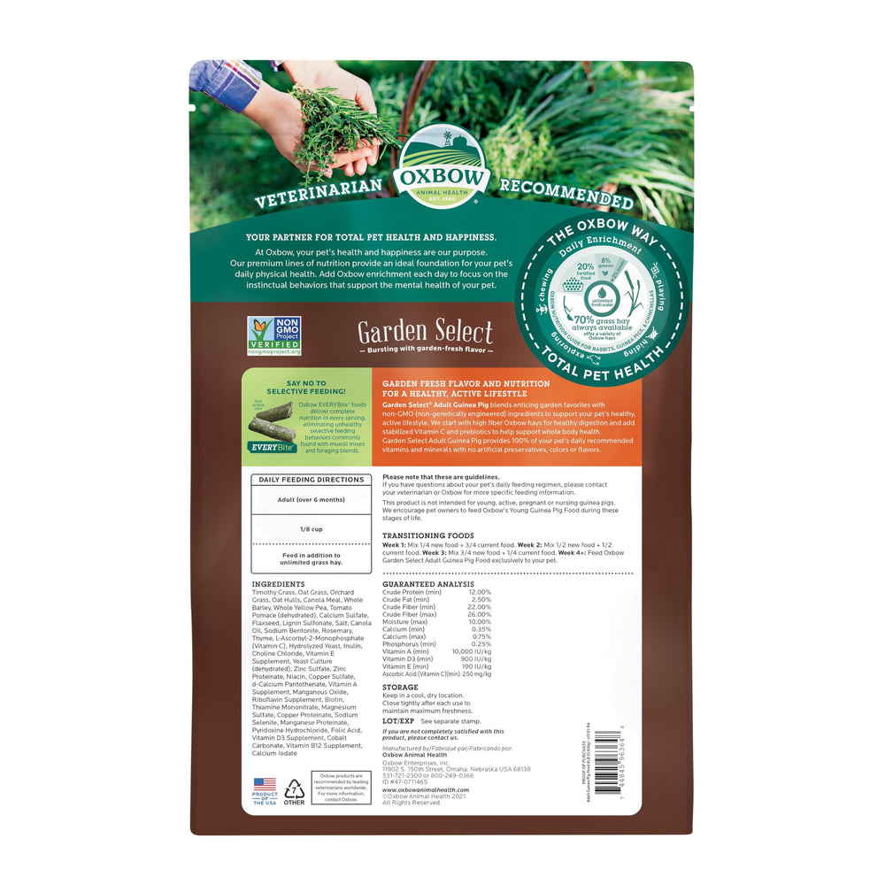 Oxbow Garden Select: mezcla de heno variado para cobaya.