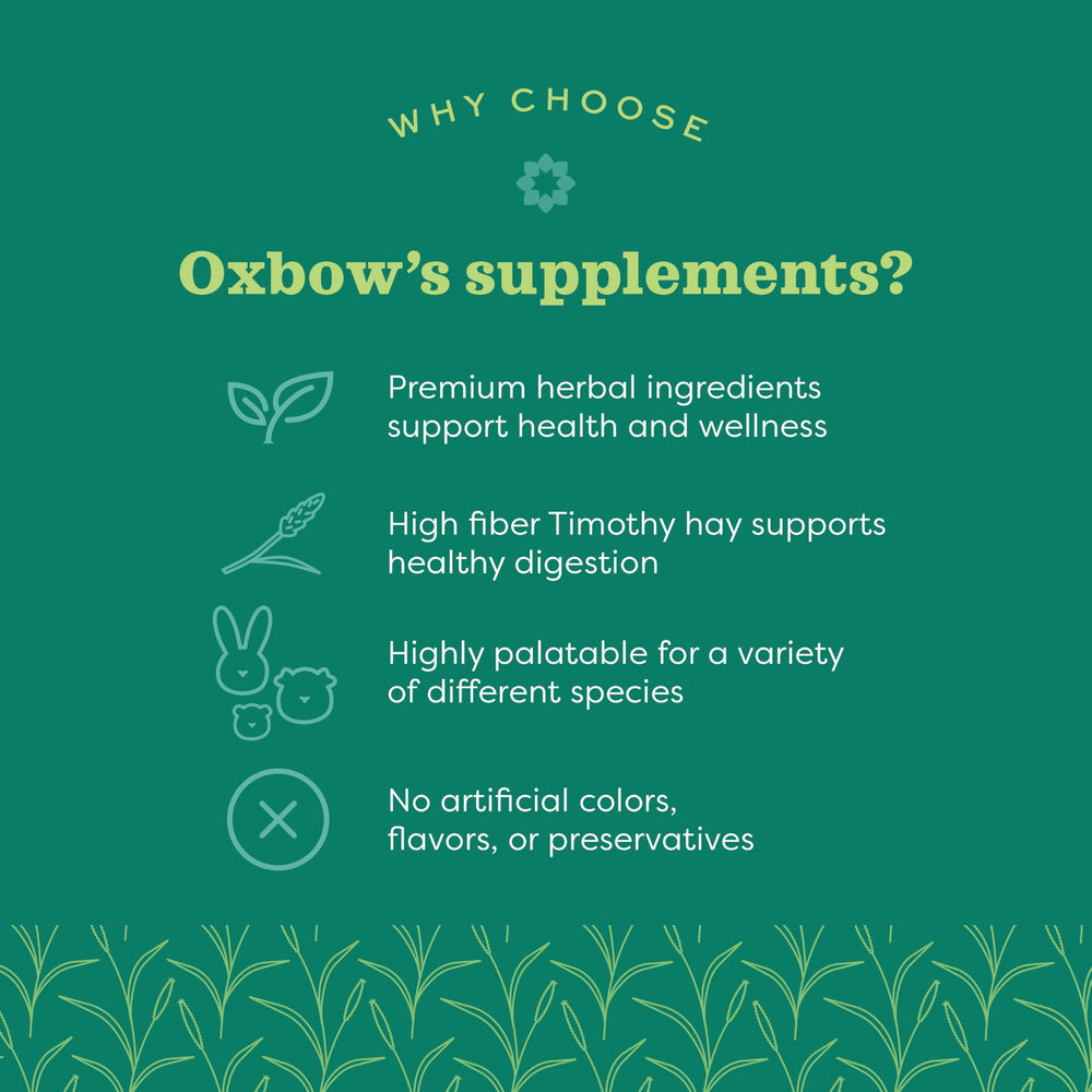Oxbow Natural Science, tabletas con raíz de achicoria para un tránsito intestinal cómodo.