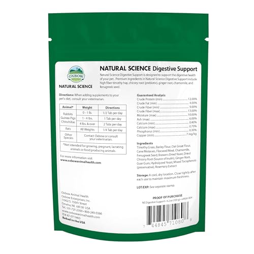 Oxbow Natural Science, tabletas con raíz de jengibre para apoyo digestivo suave.