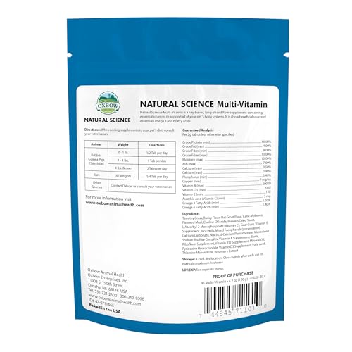 Oxbow Natural Science multivitaminico fibra alta heno Timothy para digestión saludable.