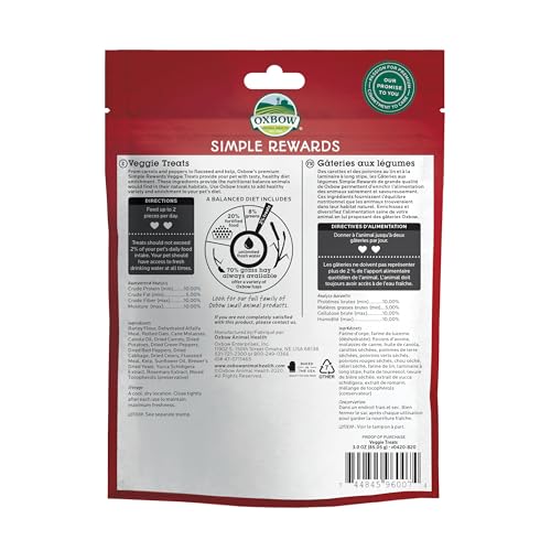Oxbow Recompensas Simples Bolsa 3 oz, conveniencia para premiar mascotas pequeñas.