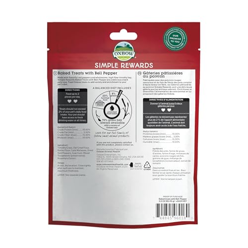 Oxbow Simple Rewards cobaya con heno Timothy y pimiento, enriquecimiento diario.