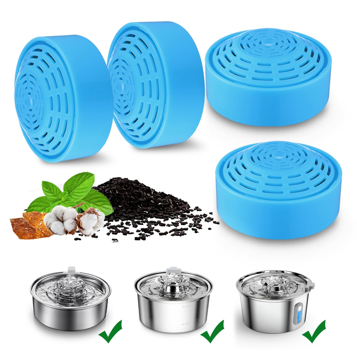Filtro OYES para bebedero de gatos 2L, reduce olores y mejora sabor del agua.
