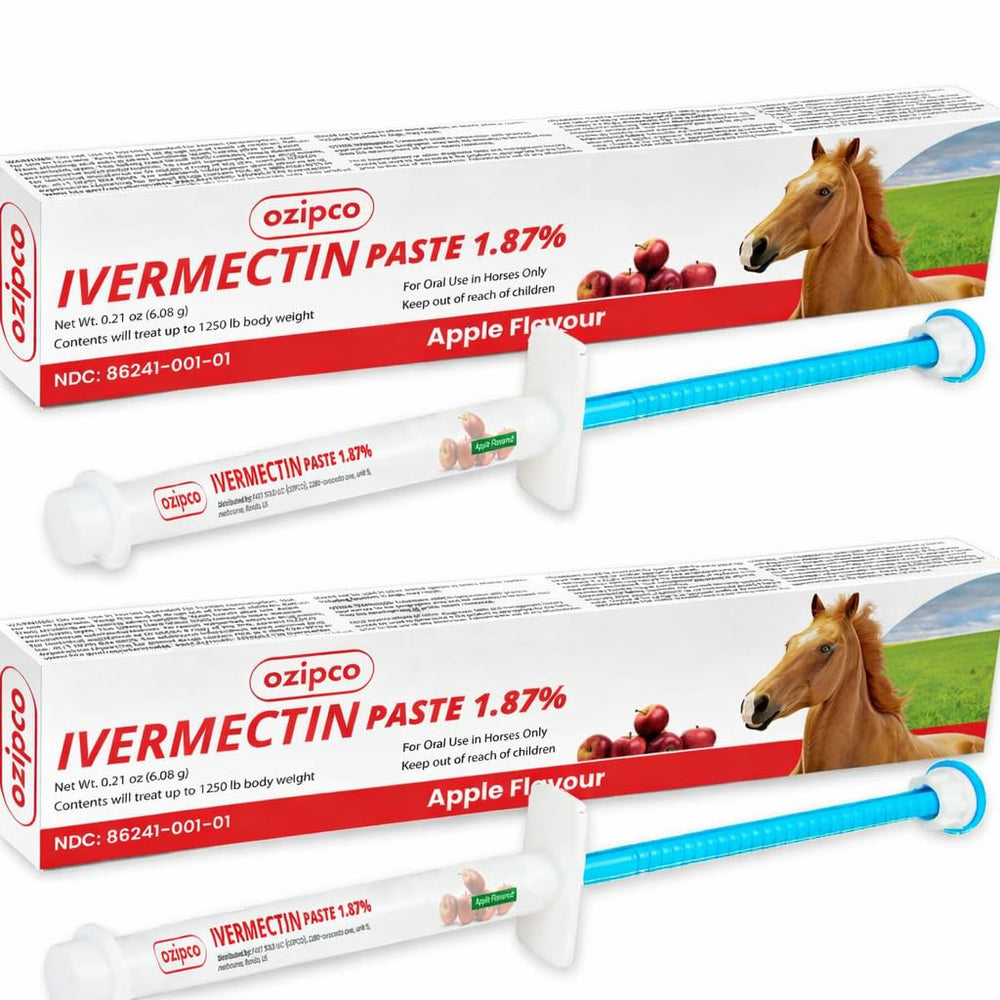 OZIPCO pasta de ivermectina para caballos con sabor a manzana facilita la administración.
