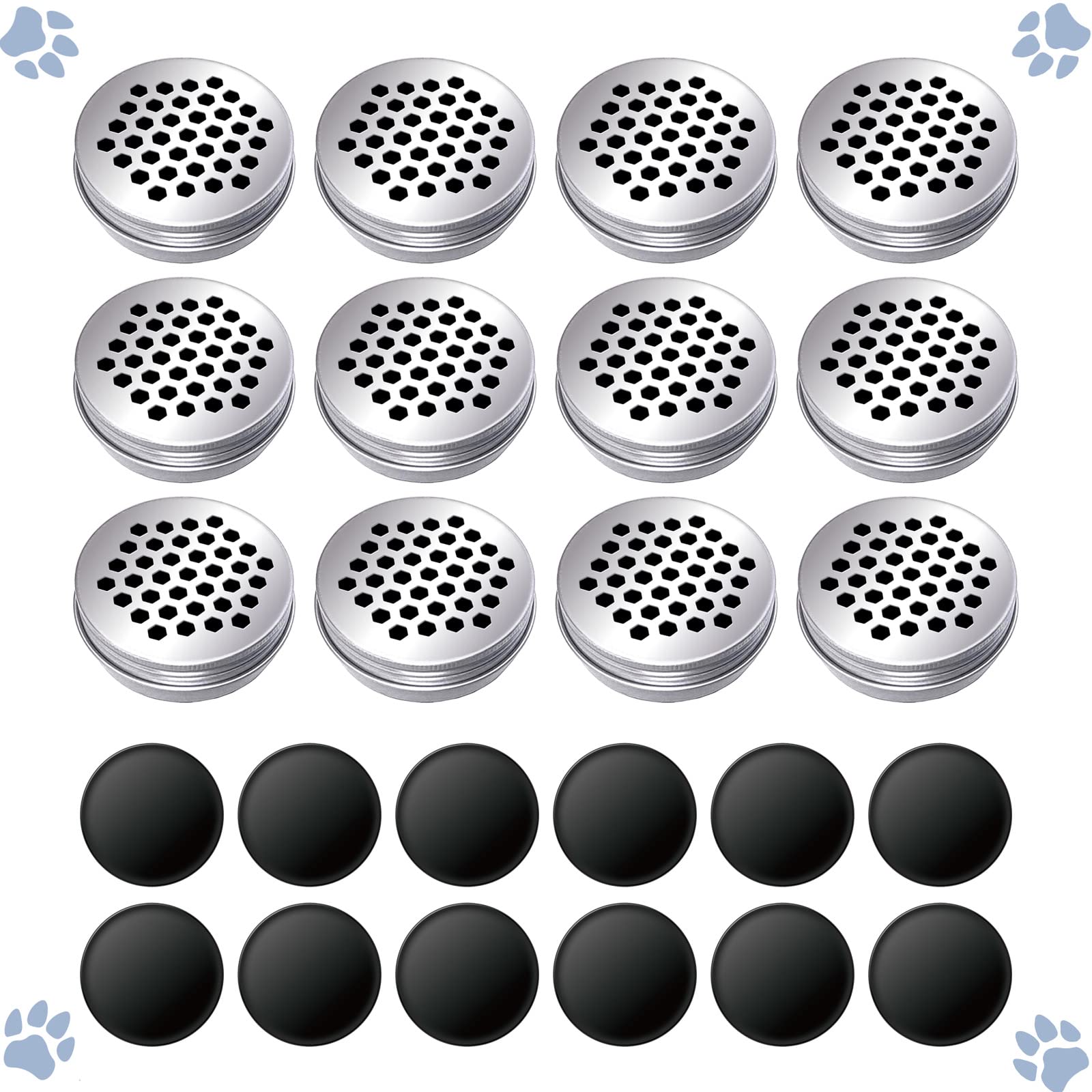 Conjunto de 12 potes de olfato para perros con imanes, ideal para recompensas.