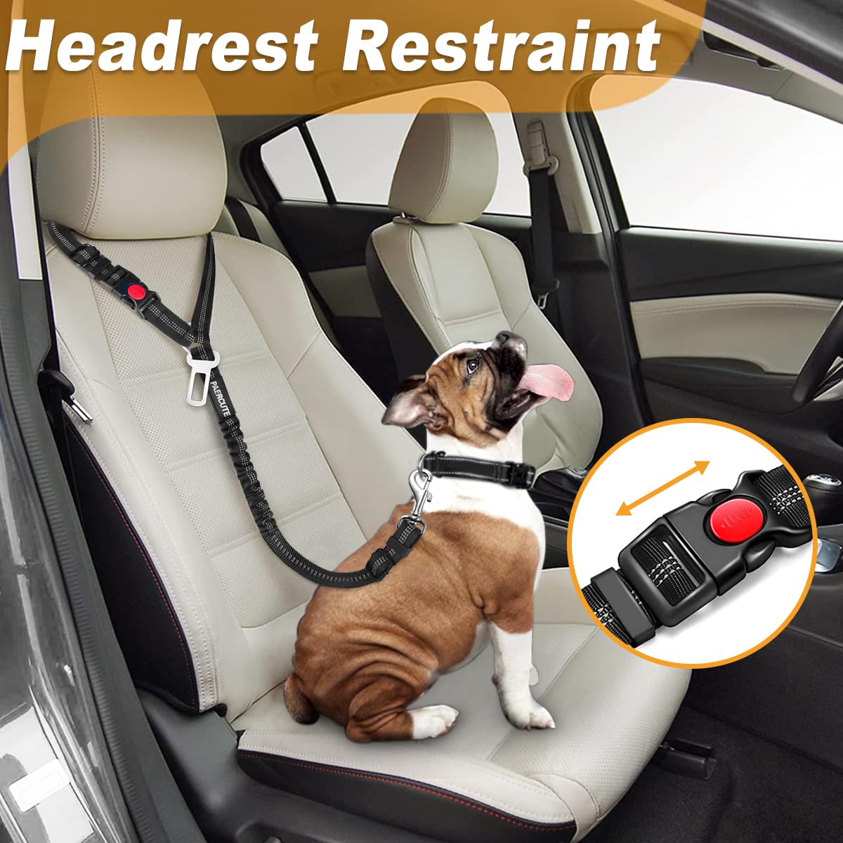 Paercute cinturón para perro con gancho de 360° evita enredos en el coche.