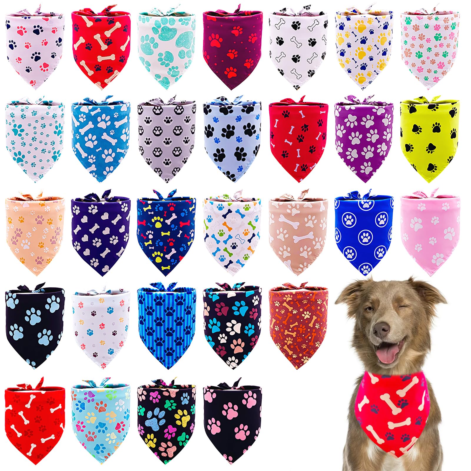 Bandanas Pai Sence XL con huella para perros grandes, lista para paseos y fotos.