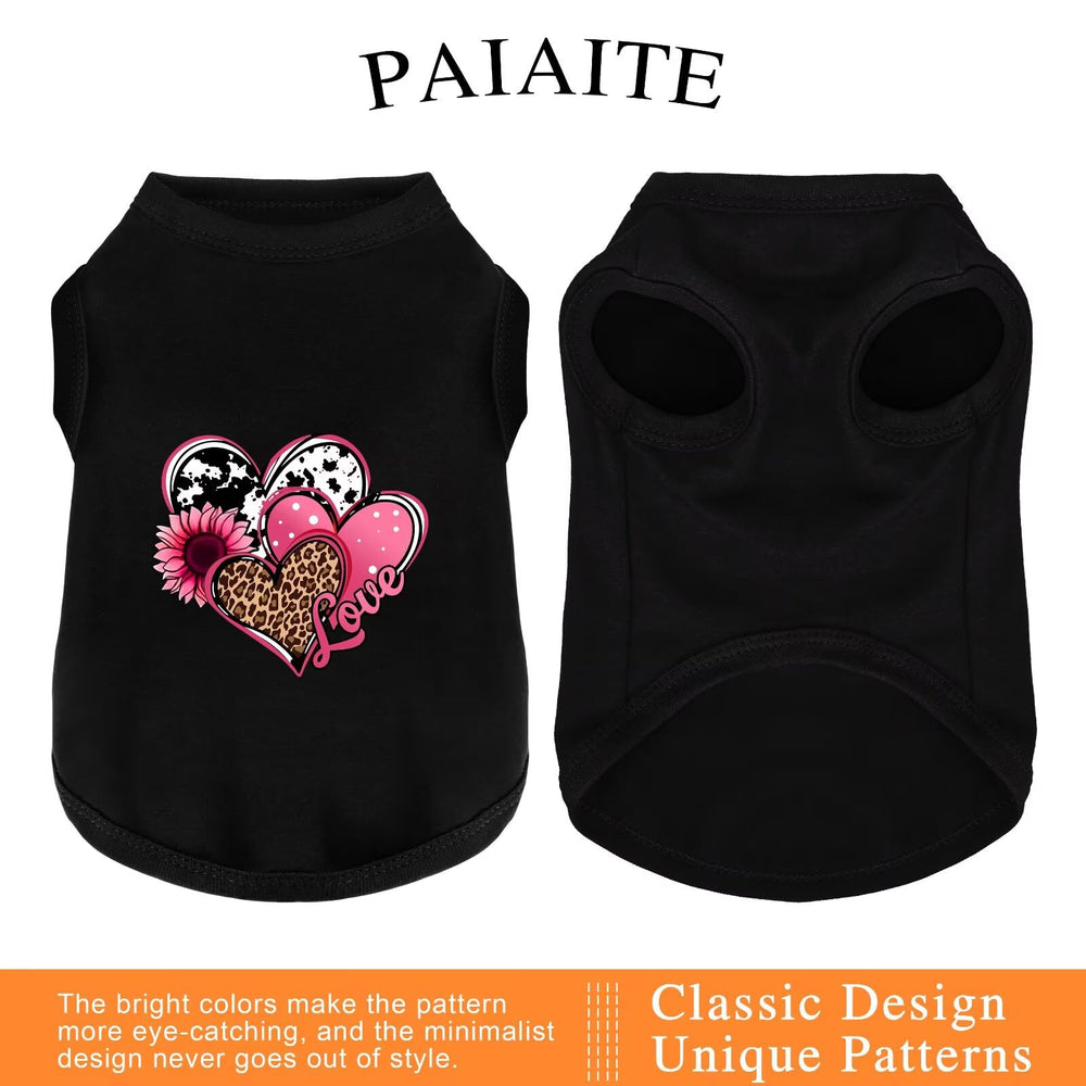 Paiaite camiseta perro estampado corazones amor añade estilo diario