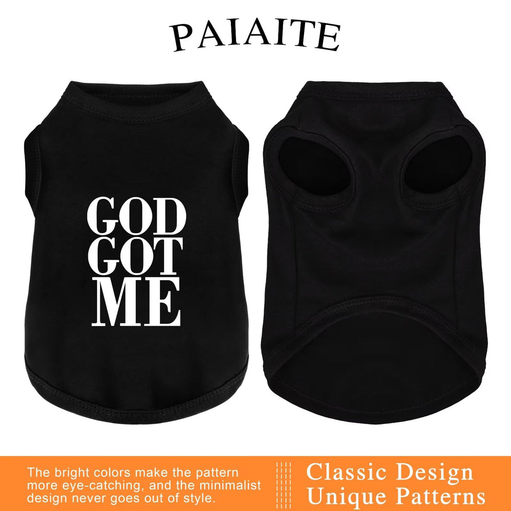 Paiaite camiseta perro con gráfico DIOS ME CUIDA, look al salir.