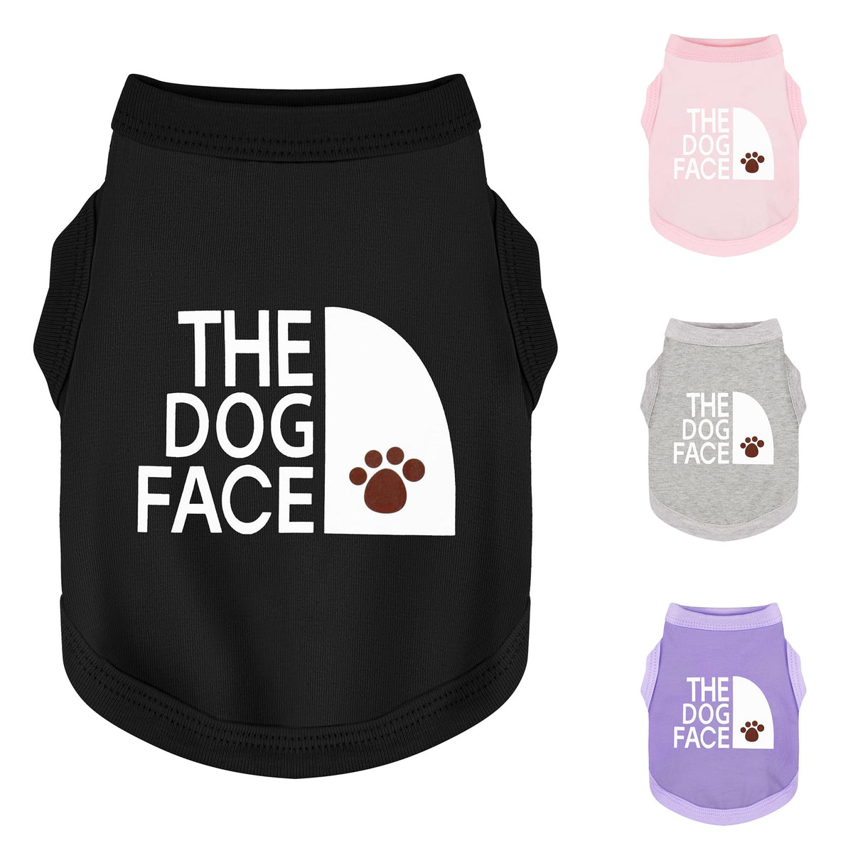 Camiseta Paiaite negra para perro, frente con rostro del perro, ideal para estilo diario