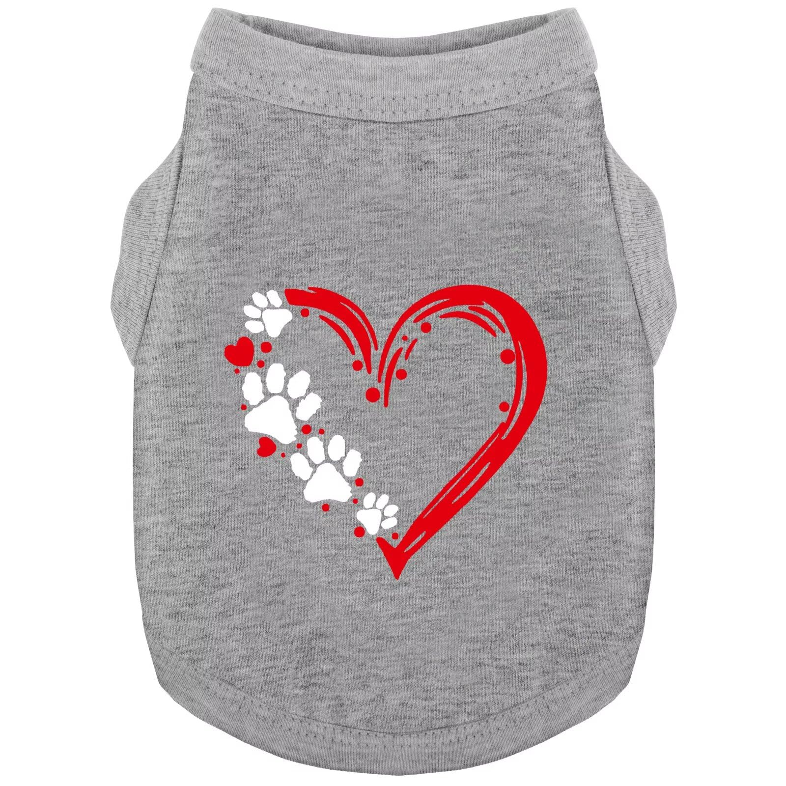 Paiaite camiseta canina sin mangas frente con corazón y zarpas, ideal para uso diario