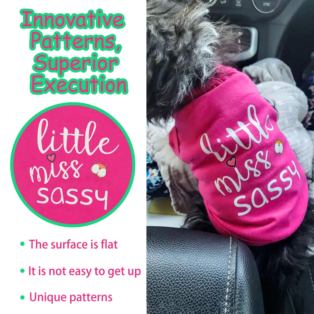 Paiaite camiseta canina rosa sin mangas, impresión pequeña-atrevida para verano ligero.