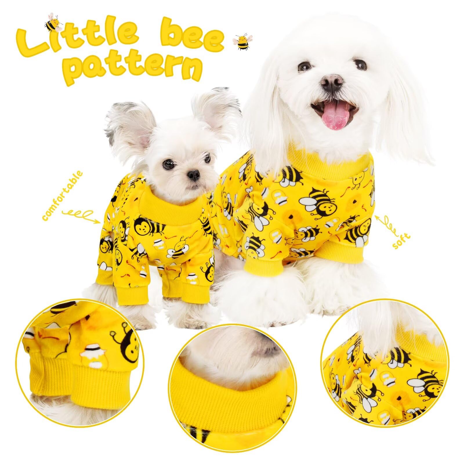 Paiaite pijama perro, diseño de abeja linda para estilo diario.