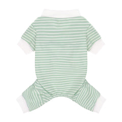 Paiaite Pijama para perro con rayas verdes, frente, cómodo para descanso diario