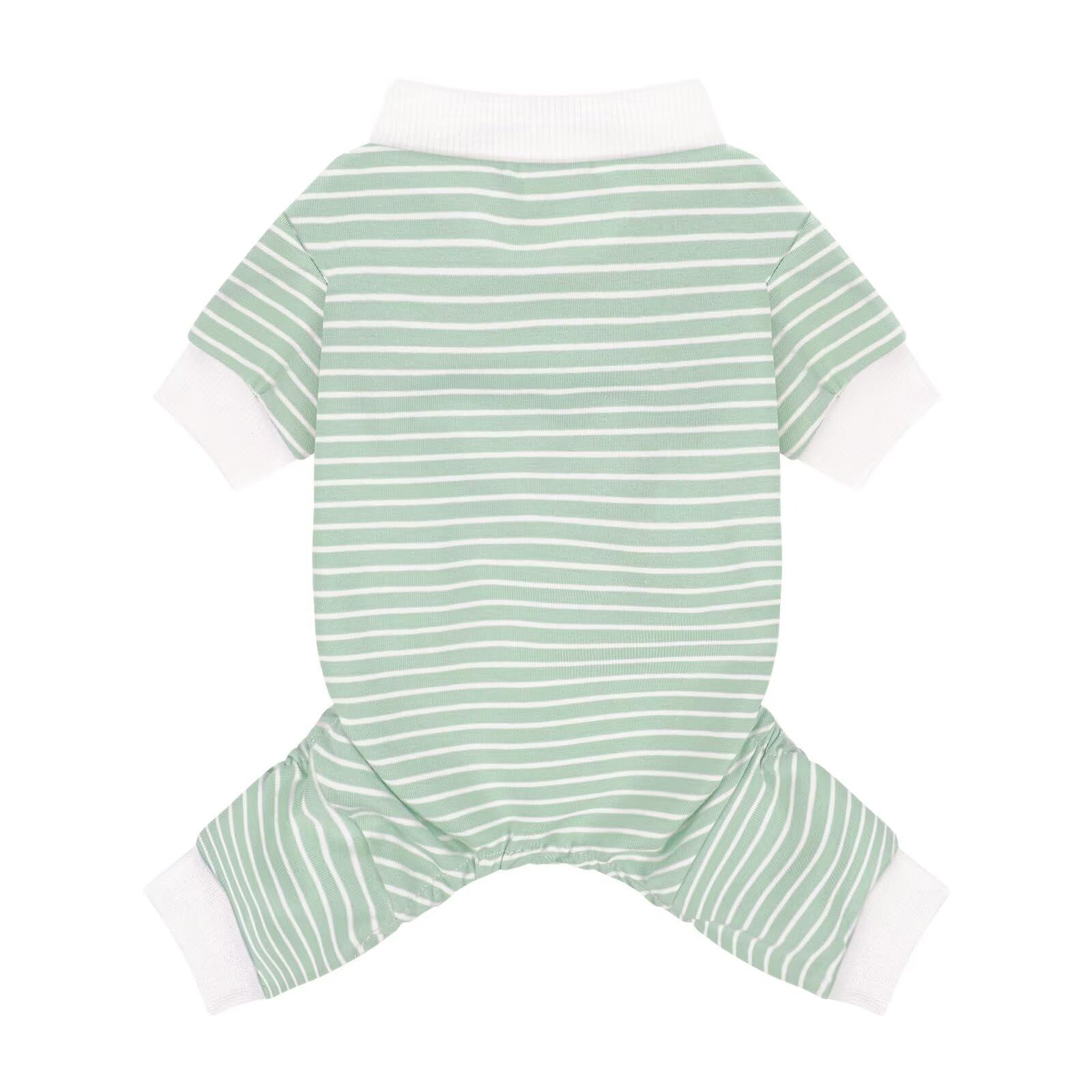 Paiaite pijamas para perro con rayas verdes, vista frontal, cómodo para dormir
