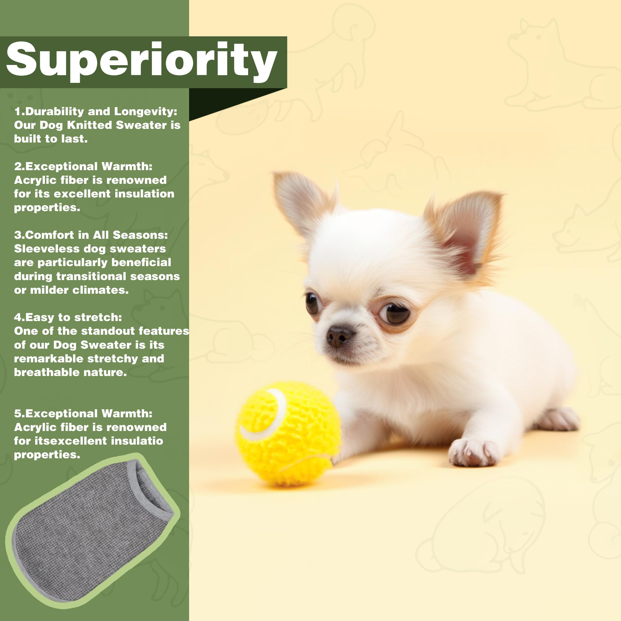 Paiaite tejido elastico para perro pequeño, vestir fácilmente.