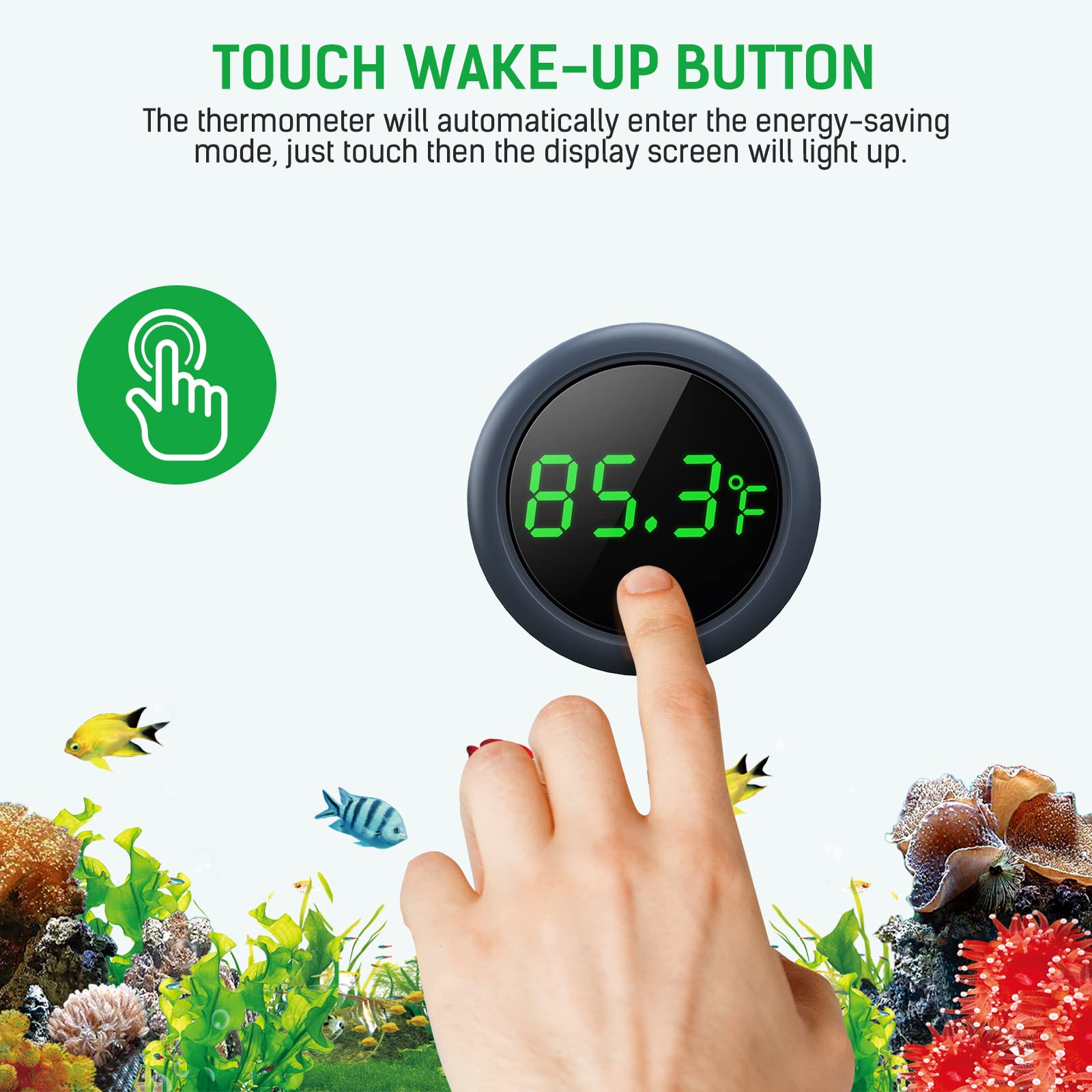 PAIZOO termómetro digital para acuario, rango 0-140 °F para monitorear cambios.