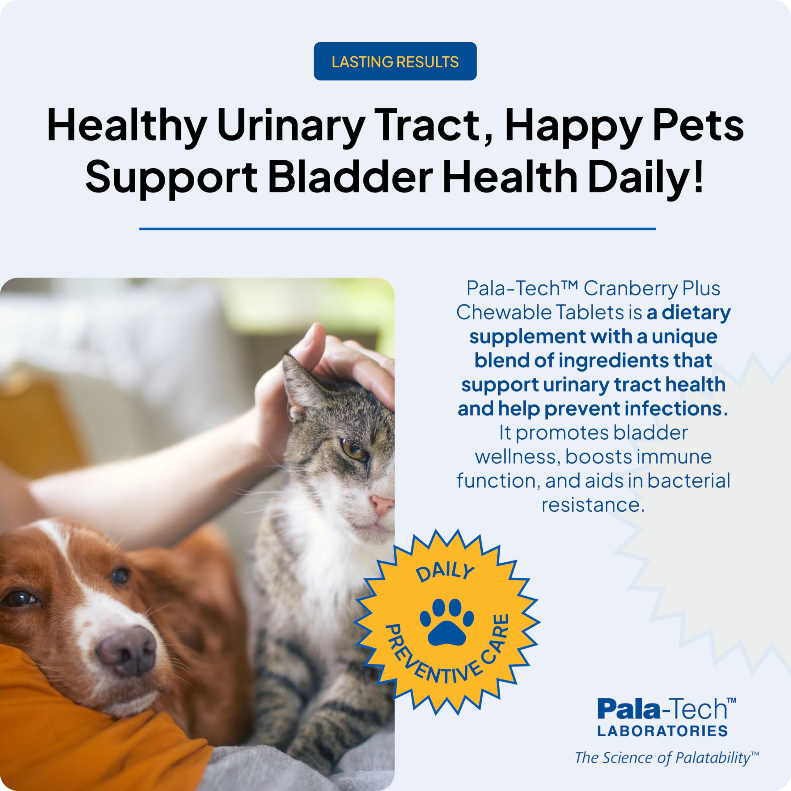 Tabletas de cranberry con sabor agradable, fáciles de dar a perros y gatos.