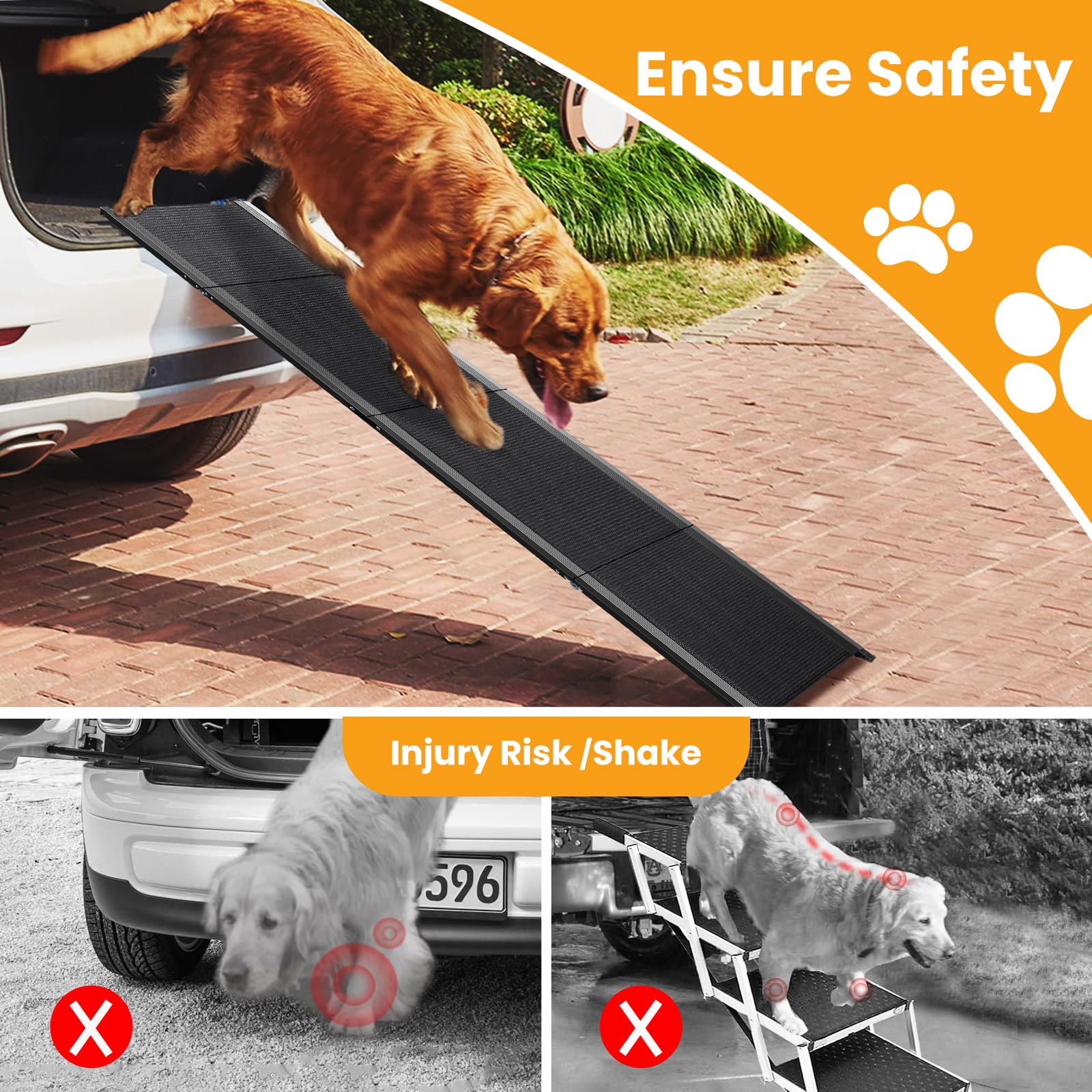 Rampa PALATALA para perros plegable y compacta, fácil de guardar en el coche.