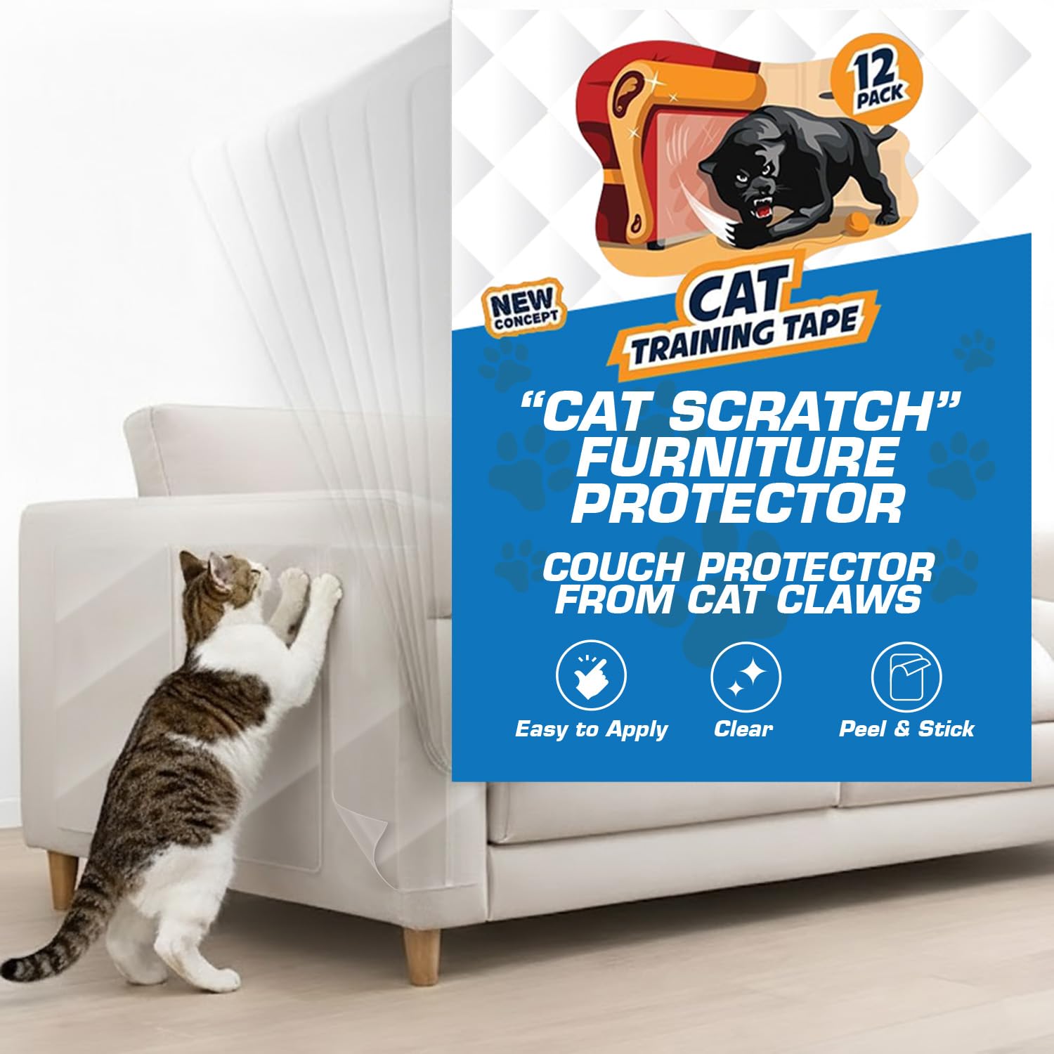 Panther Armor: cinta doble para gatos en empaque, protección contra arañazos del sofá.
