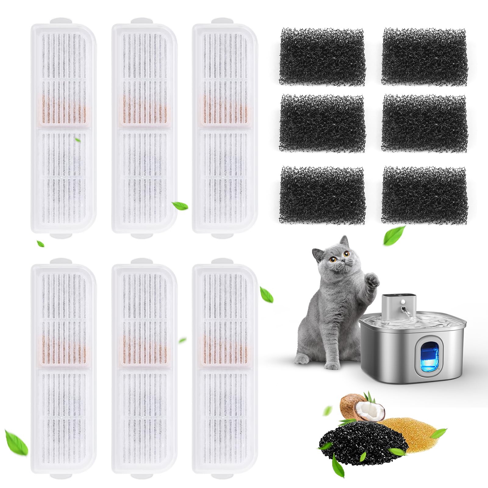 Papettly filtro-doble-filtracion para fuente de gatos mejora la pureza del agua