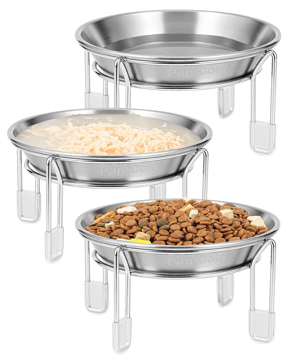 PapiCola tazones elevados para gatos, conjunto de tres para comida y agua.