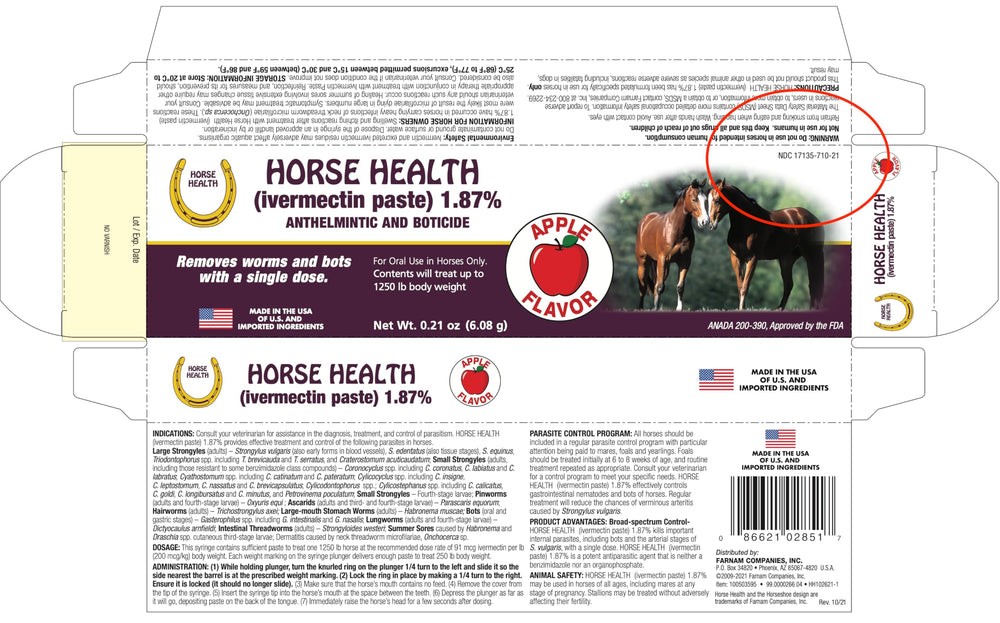Pasta de ivermectina para caballos: tubo de 6,08 g para dosificación