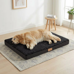 Cama ortopédica Patas Lague XL, vista frontal destacando el tamaño 42x28 para perros grandes