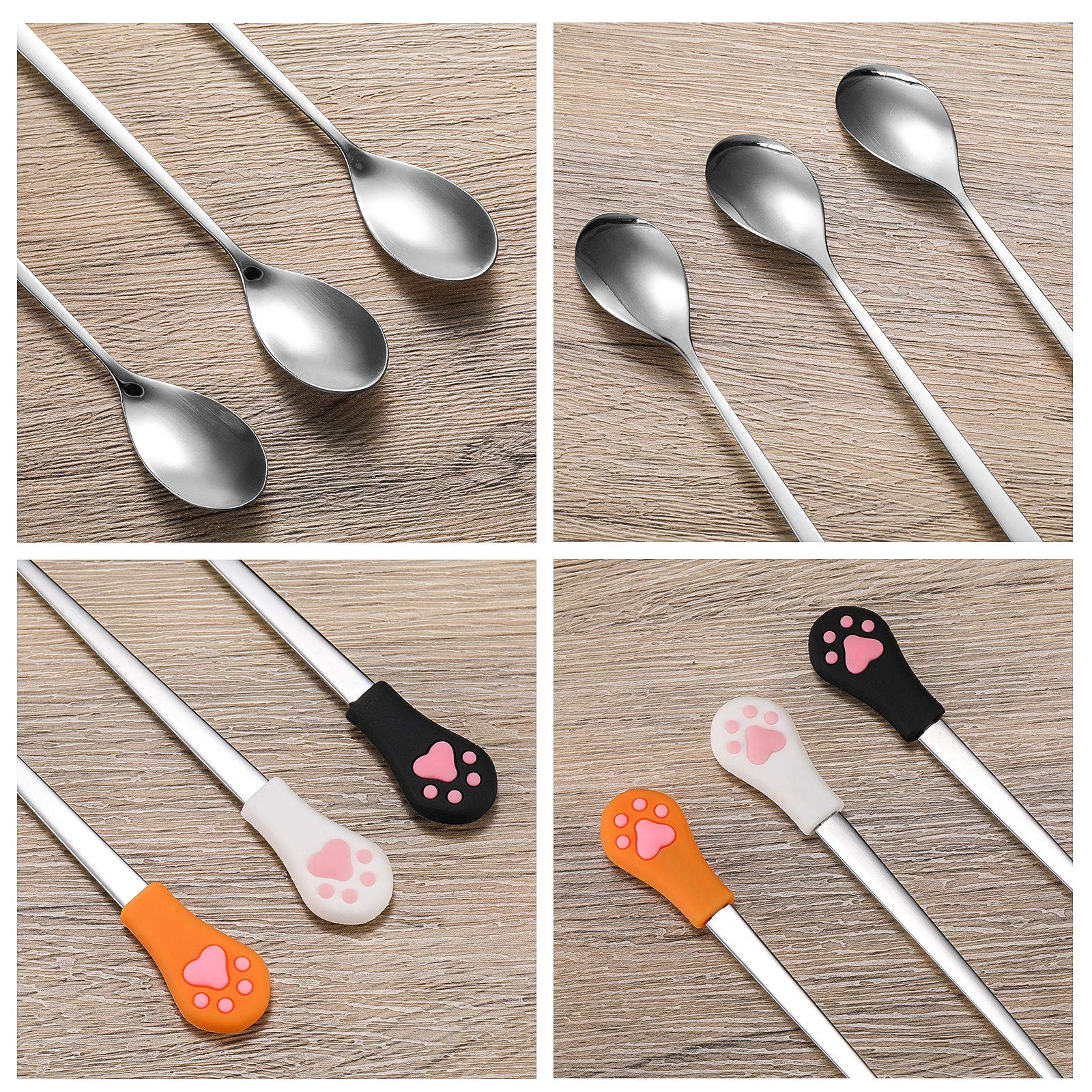 Cucharas Patelai para lata de perro naranja, mango largo alcanza fondo.