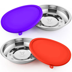 Patelai cuenco de acero inoxidable de 16 cm en rojo para comida y agua de mascotas.