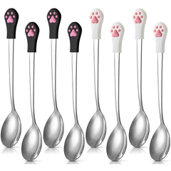 Patelai cuchara para lata de mascota blanco negro, práctico para sacar comida.