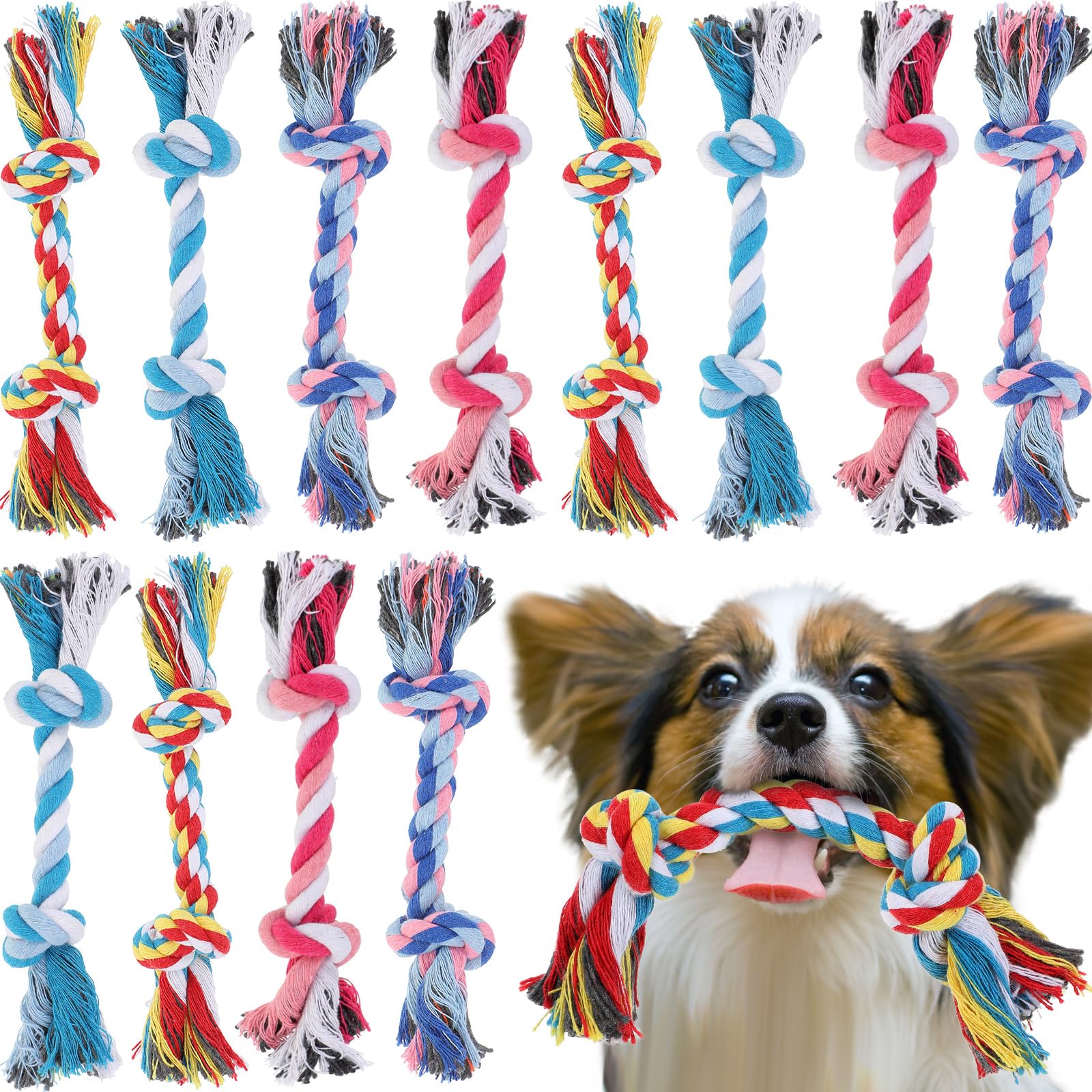 Paterr juguete cuerda para perros, 12 piezas, masticable