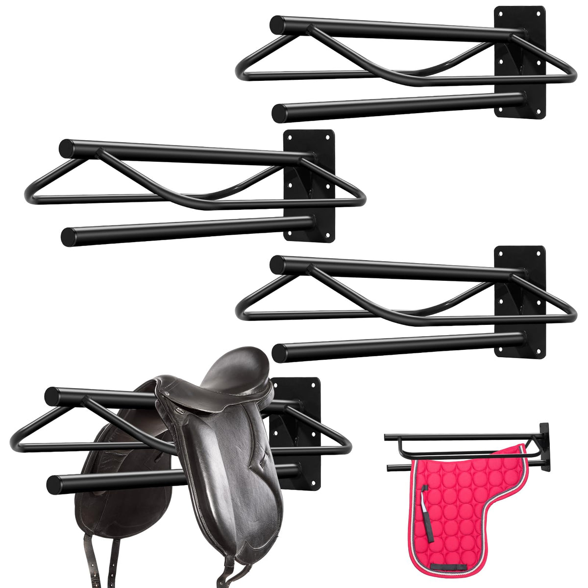 Paterr soporte montura pared negro, almacenamiento estable para monturas de caballo