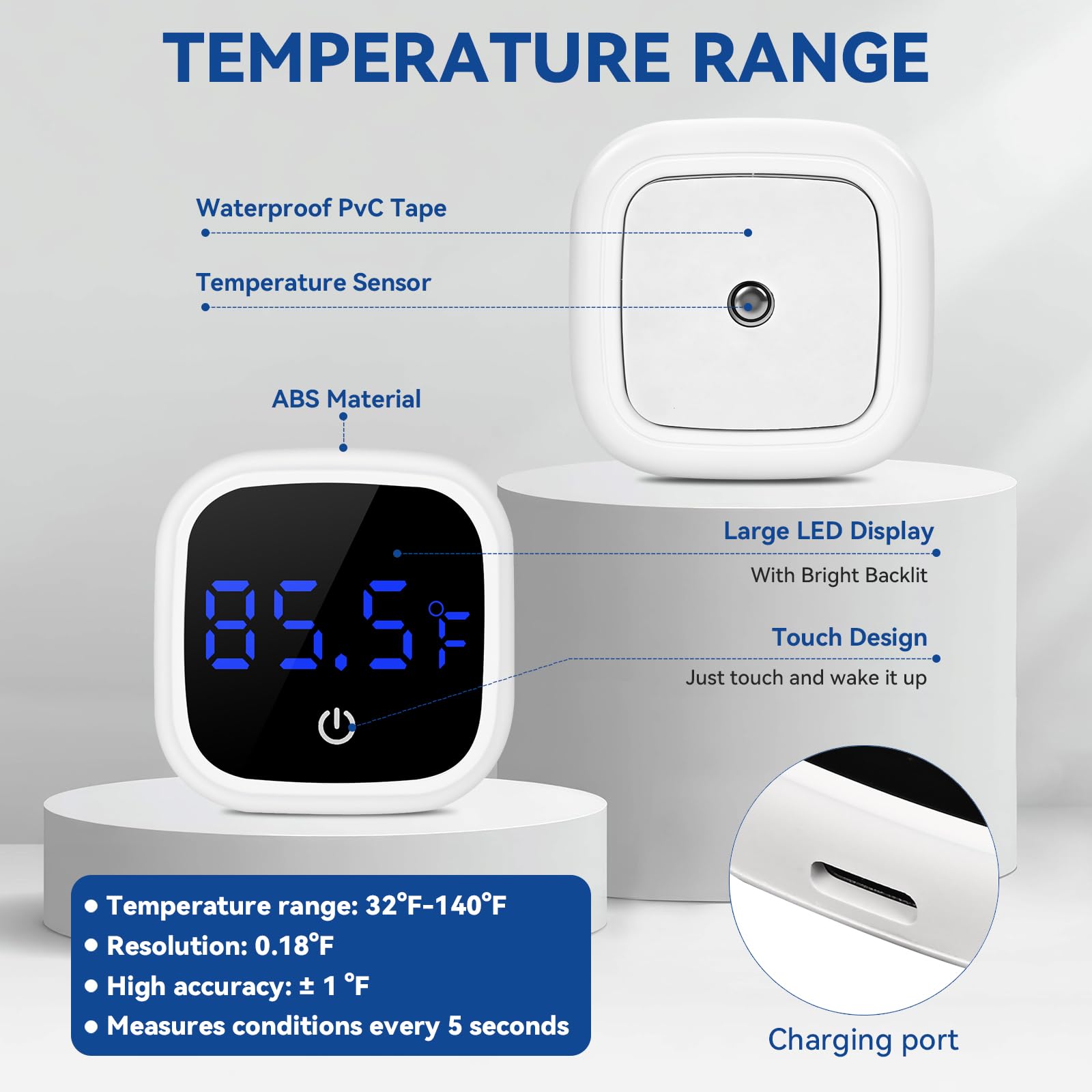PAULTEMP termómetro de agua digital con cable de carga rápida para exterior de acuario