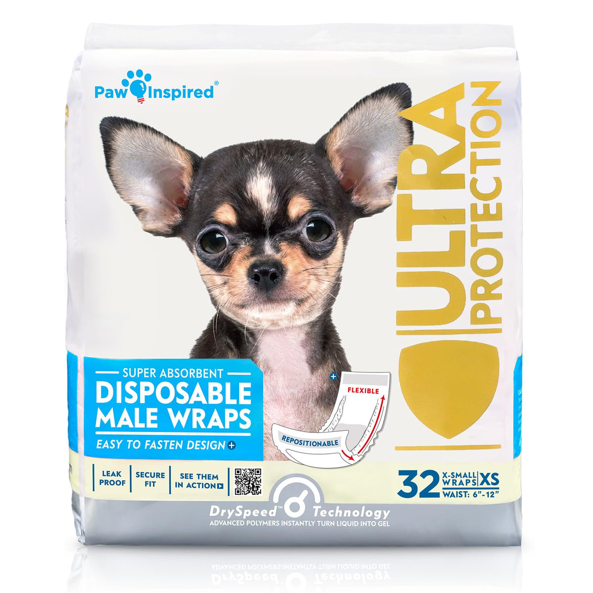 Paw Inspired, bandas abdomen para perros machos en pack, ajuste cómodo para uso diario.