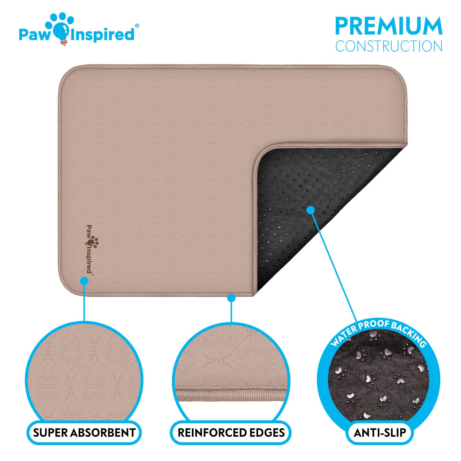 Paw Inspired borde reforzado y lavable para mayor protección en perros y jaulas.