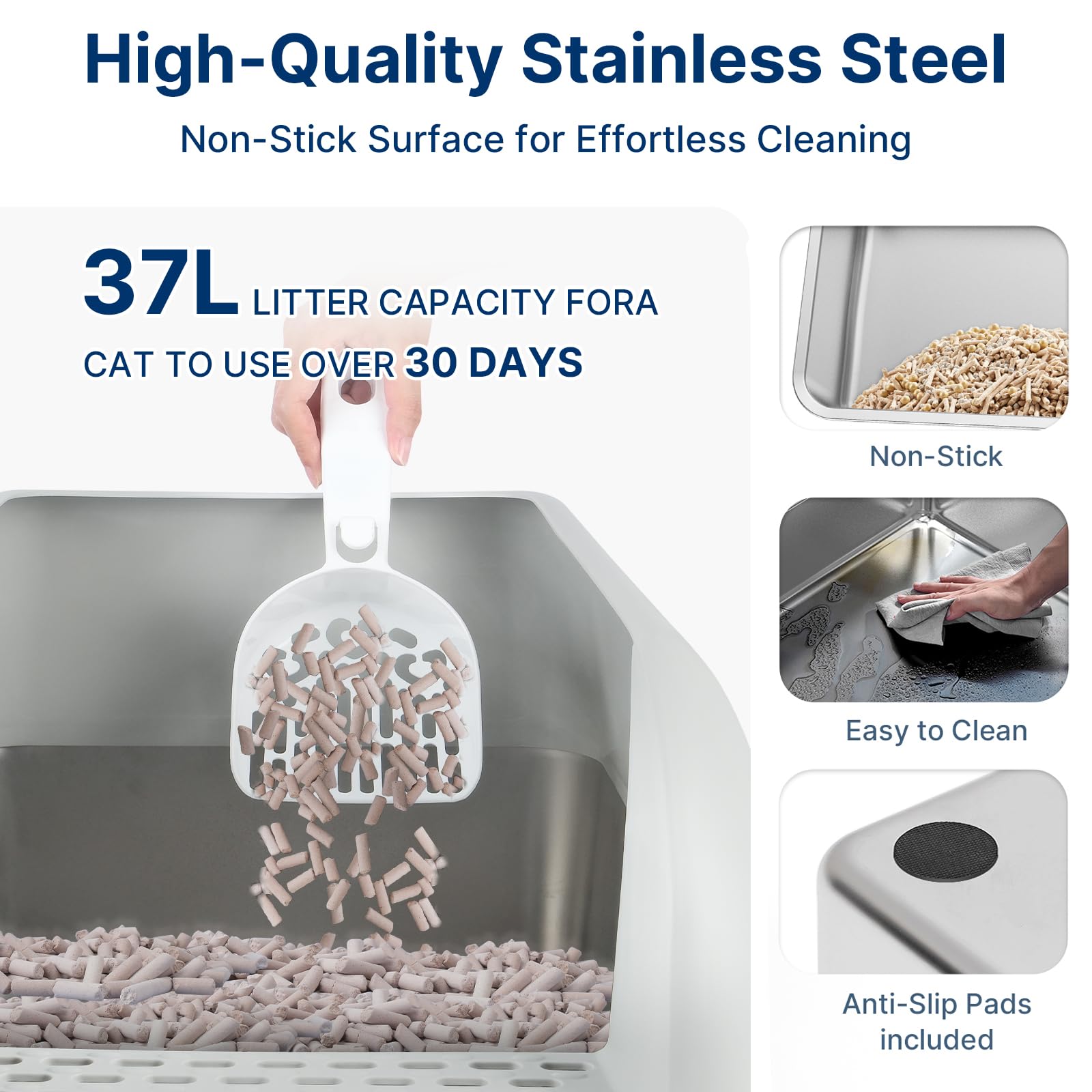 Paw Libero: espacios amplios para gatos grandes reducen salpicaduras.