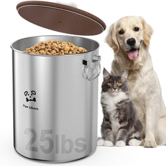 Paw Libero lata de acero inoxidable 25 lb conserva la comida para mascotas.