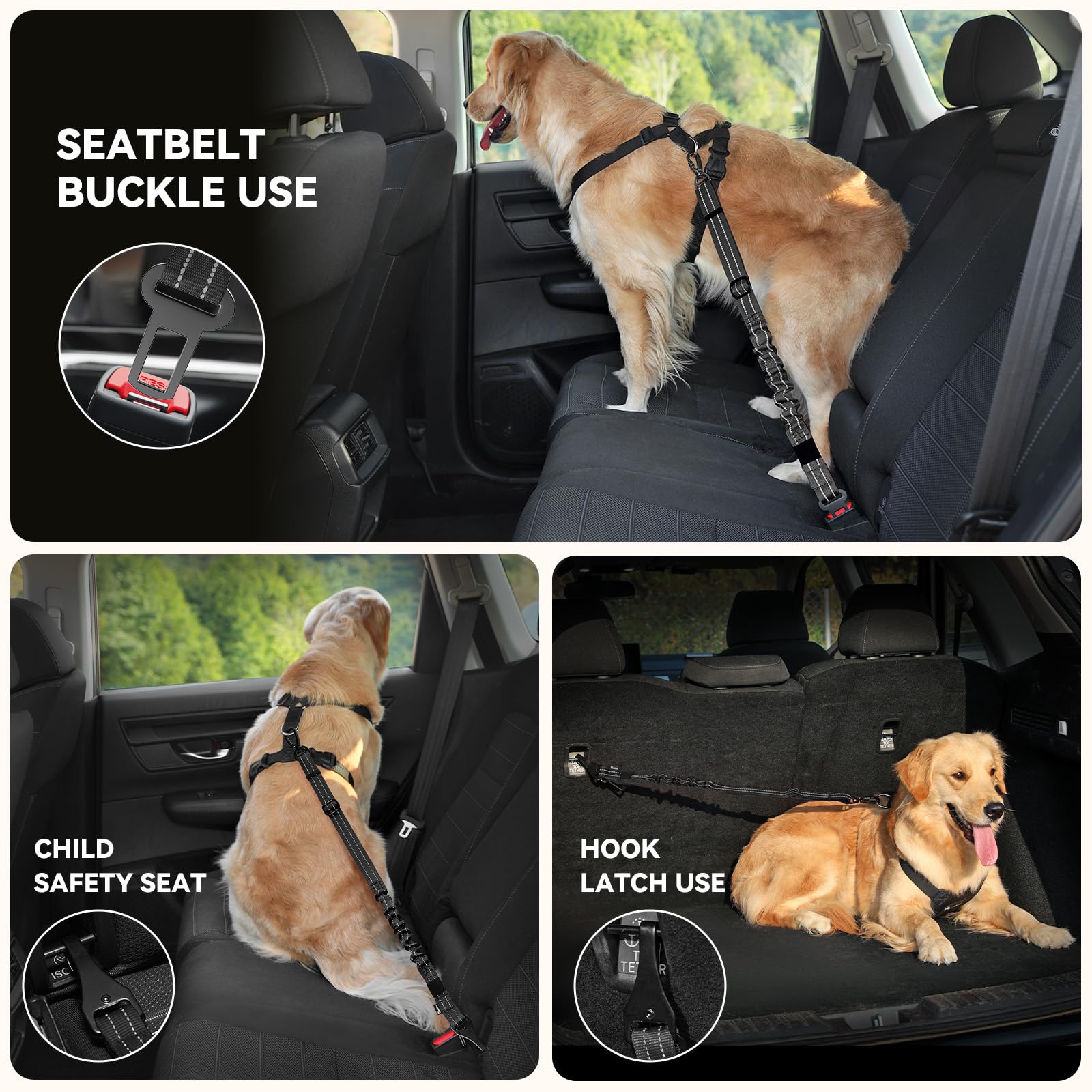 Enganche de seguridad Pawaboo fija al cinturón para coche
