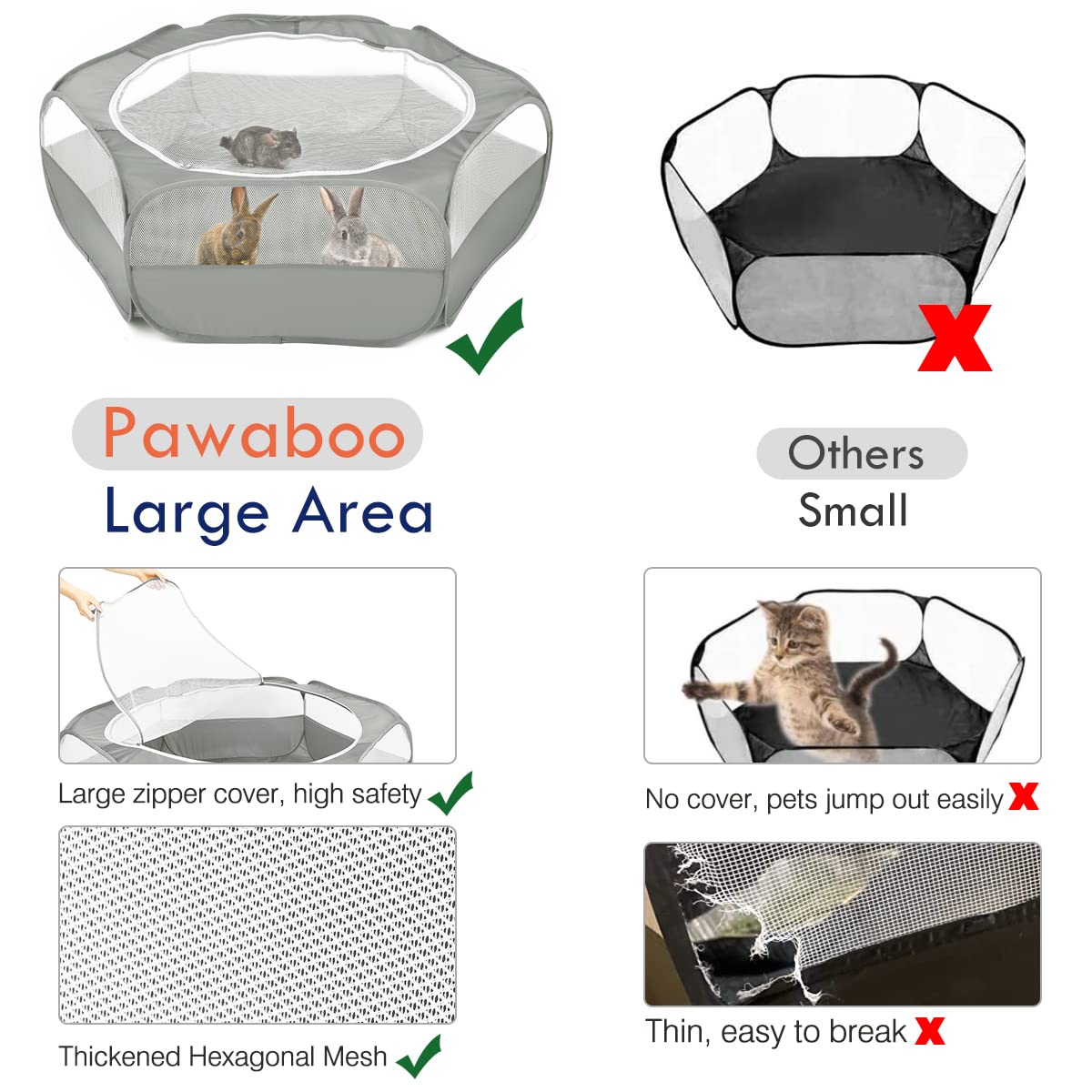 Pawaboo apertura superior con doble cremallera facilita limpieza y acceso